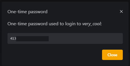One-time password popup
